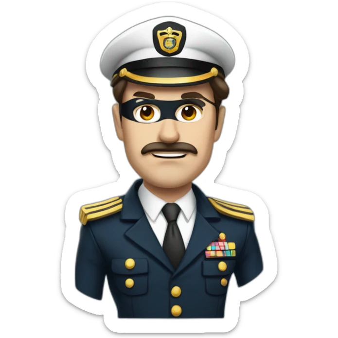 merchant marine chief officer with brown hair dressed as super hero with a black mask and badass look sticker