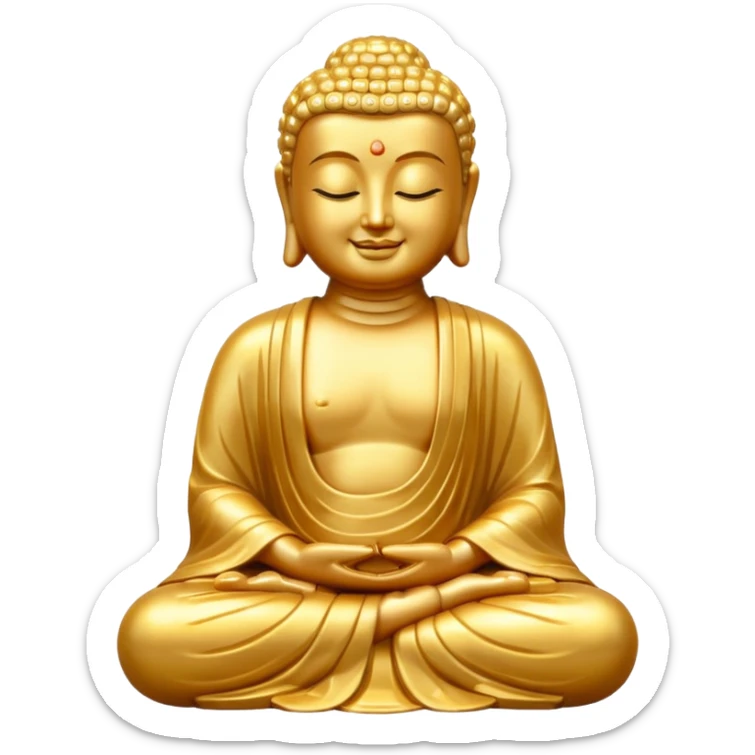 Buddha statue emoji modeled off the meditate emoji but Buddha themed sticker