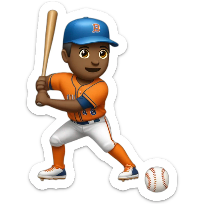 un animal castor lanzando con uniforma de béisbol con jersey anaranjado y pantalón a rayas sticker