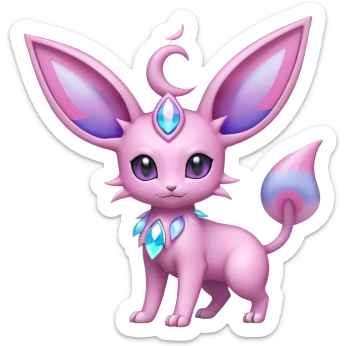 Shiny Cool Sparkly Cute Ethereal Espeon-Sylveon-Nidorino-Fakemon-hybrid-fusion- full body sticker
