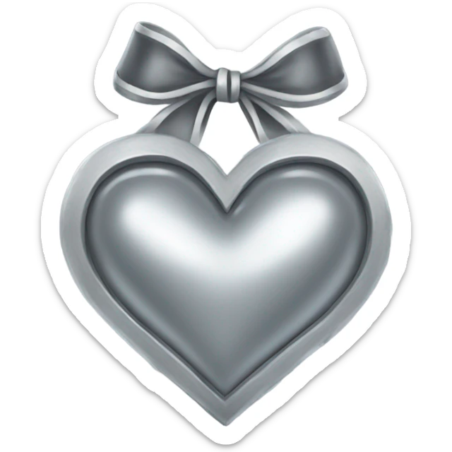 a bow of a silver heart sticker