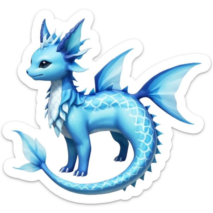 Lumineon-Vaporeon-Amaura-Glaceon-Dragonair-Fakémon-hybrid-creature (full body)  sticker