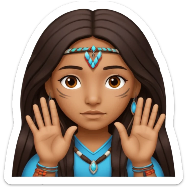 native american brown skin sexy girl, long dark hair, full body, sexual pose, showing "V" with fingers sticker