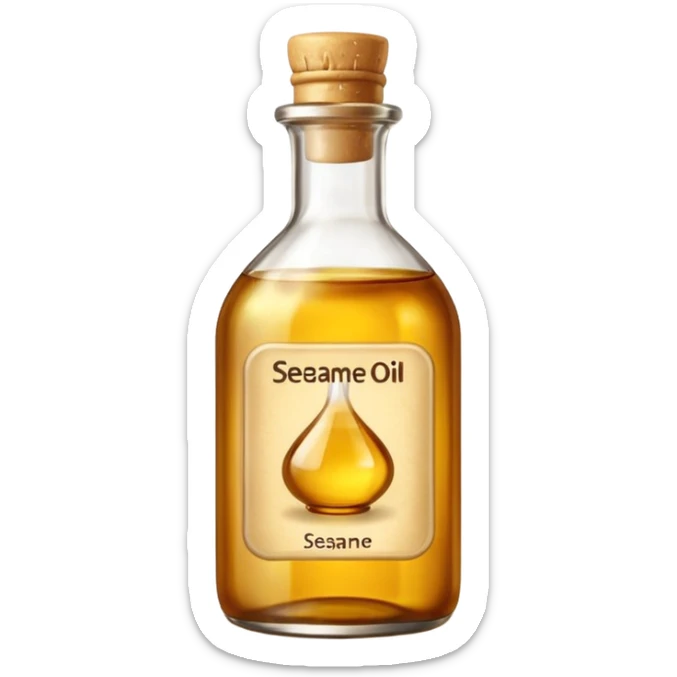 sesame oil emoji - bottle filled with oil  with a label that reads sesame oil sticker