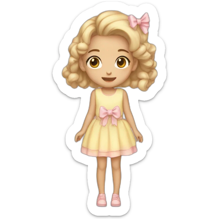 upperbody female child light skin dress bow skirtlift cute adorable sweet sticker