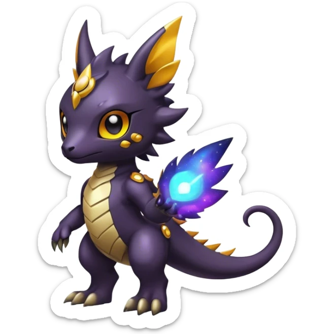 Cute cool colorful dark nebula fantasy-Fakemon-Digimon-animal-hybrid full body sticker