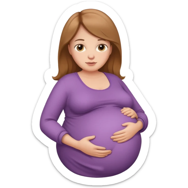 very heavily pregnant overdue woman with super  large belly sticker