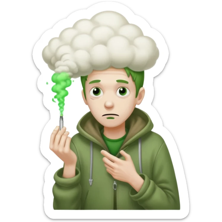 naked homeless crack addict with a heroin needle and a giant green fart cloud sticker