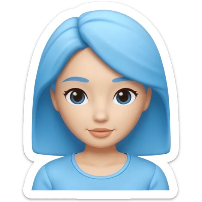 A 3D cartoon sky-blue women’s top with light fabric folds and soft shading, casual style, Memoji-style rendering. sticker