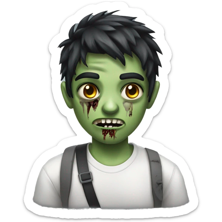 teen boy zombie with dark hair and white shirt sticker
