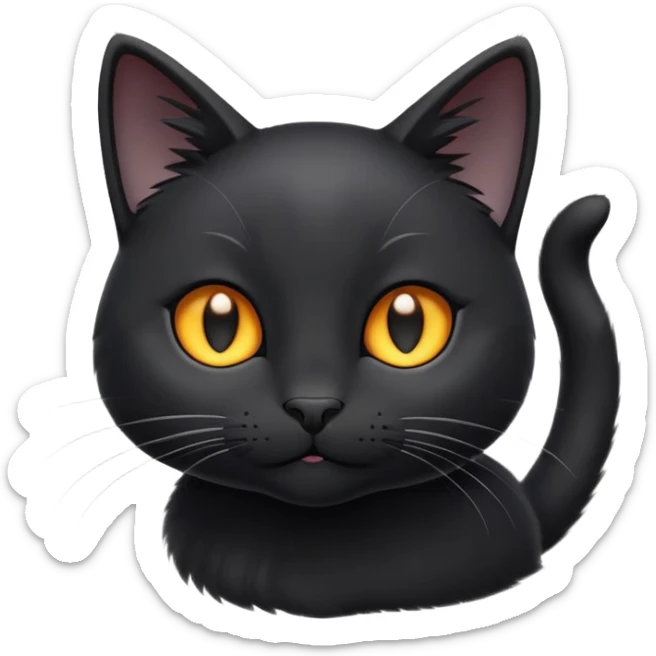 cinematic-cute-black-cat-portrait-emoji,-head-tilted-playfully-and-inquisitively,-sleek-black-fur-with-subtle-hints-of-deep-gray,-simplified-yet-adorable-features,-highly-detailed,-glowing-with-a-warm,-friendly-glow sticker