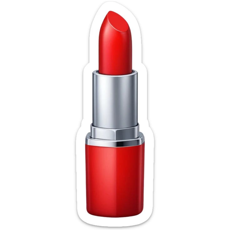 Generate a high-quality emoji of a red lipstick, realistic shape and color, smooth gradient colors, no facial features, simple white background, high-resolution.
 sticker