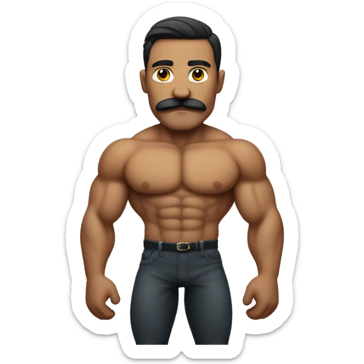 muscular man, mustache,full body sticker