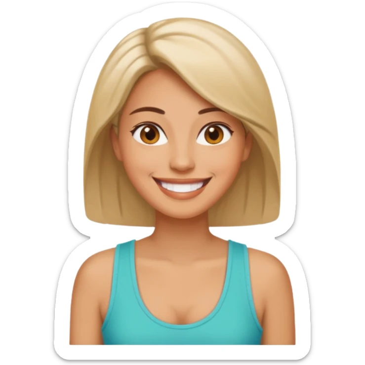 Adult woman, wearing a sleeveless tank top, potrait
 sticker