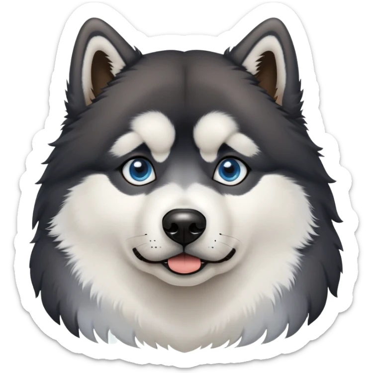 Black Alaskan Malamute dog with heterochromia, one brown eye and one light blue eye sticker