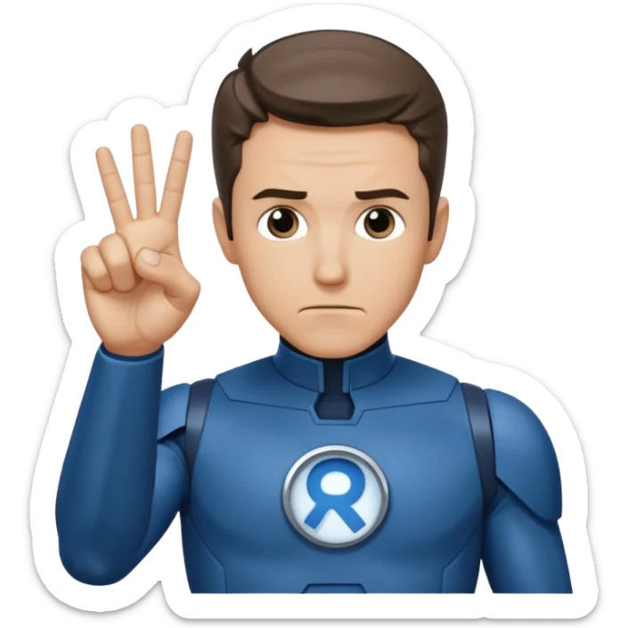 Reed Richard’s from the Fantastic 4 holding up 4 fingers thumb down out in front of himself  sticker