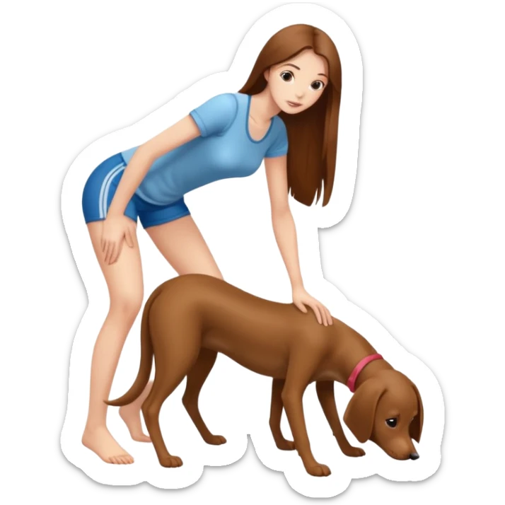 a young thin woman on all fours, doggy style position, legs spread, long hair . sticker