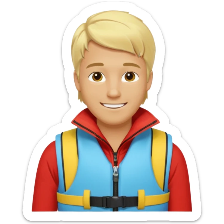 Jek Ski emoji Man on the Jek Ski blone hair Red lifevest, JekSki is BXW720 light blue yellow sticker