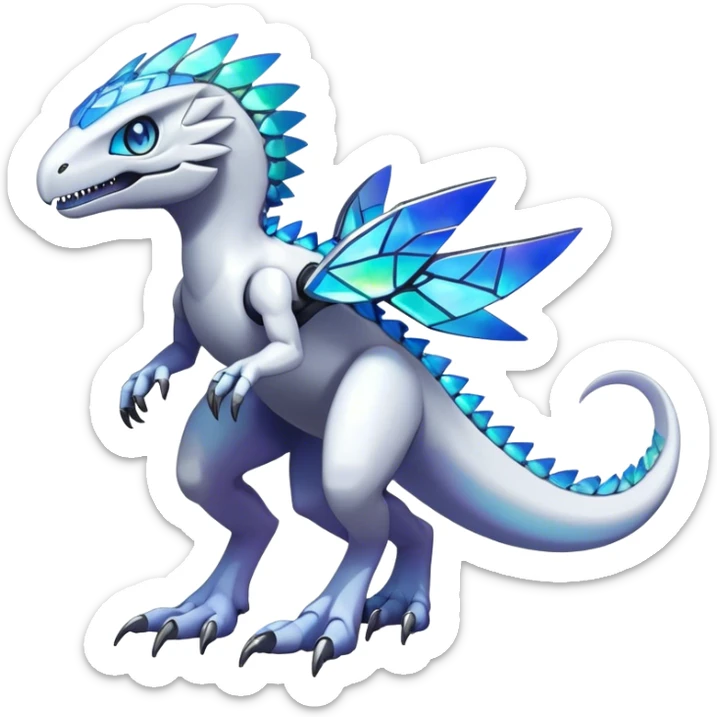 Shiny Futuristic Ethereal Fakemon-Pokemon-Digimon-Spectrobes-Raptor-fusion, full body sticker