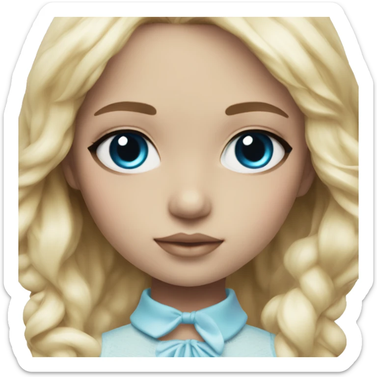 ocean blue doll eyes, blonde hair, feminine, pink, girl, angelic sticker