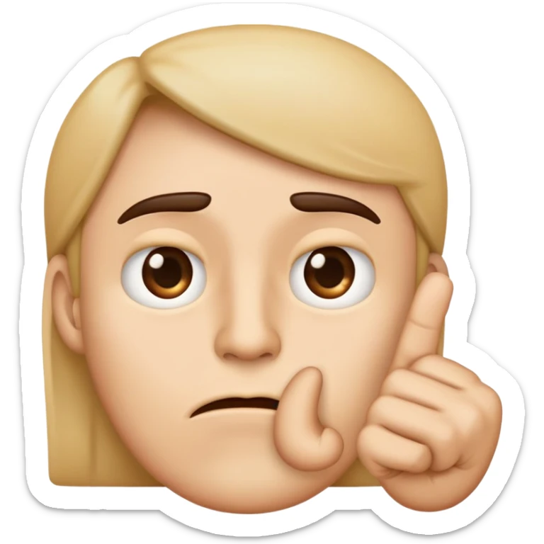 Emoji qui regarde mal avec un sourcil en l’air et l’index au coins de sa bouche et sa bouche dois être comme ça 🫦 sticker
