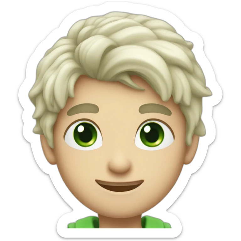 boy doing thumbs up with green eyes and dyed white, long hair on top and very short on the sides sticker