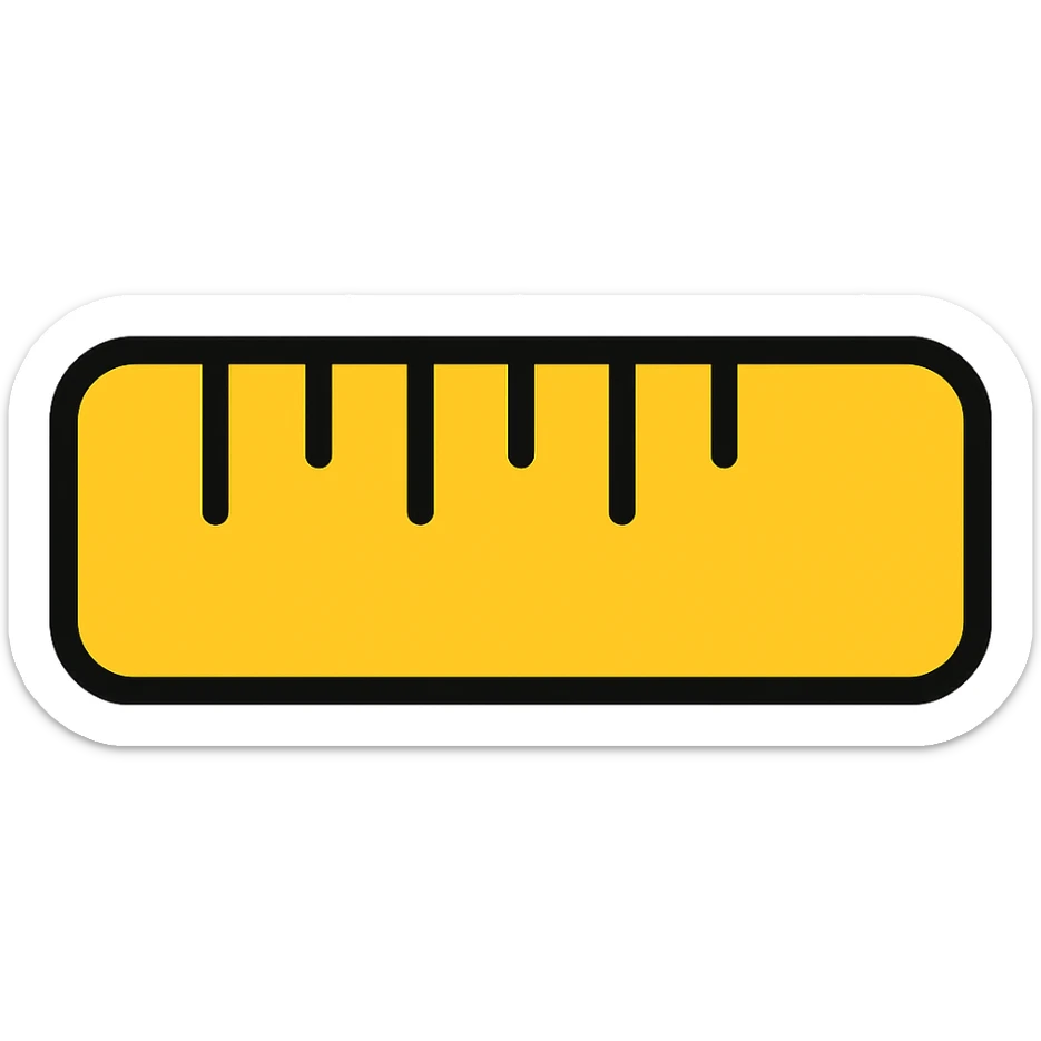 Add color to the classic measuring ruler icon with lineal color and black outlines, preserving the classic look. sticker