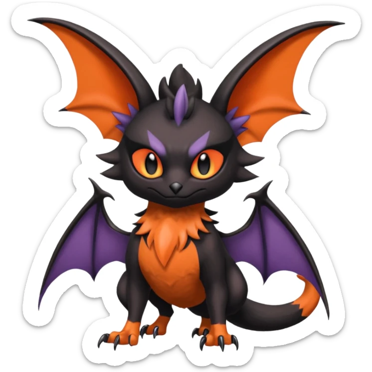  Noibat-Noivern-Trico-Nargacuga-Litten-Hybrid with huge bat wings for ears sticker
