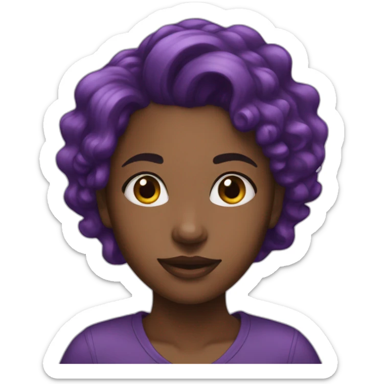Black girl purple hair sticker