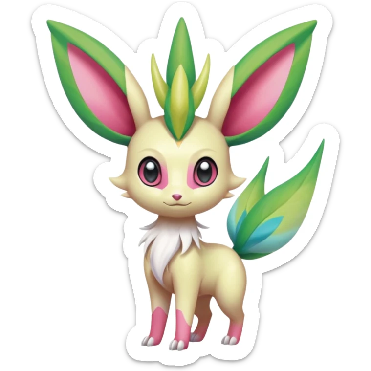  Fey Toony Axew-Celebi-Leafeon-Sylveon-Shaymin-fusion-hybrid sticker