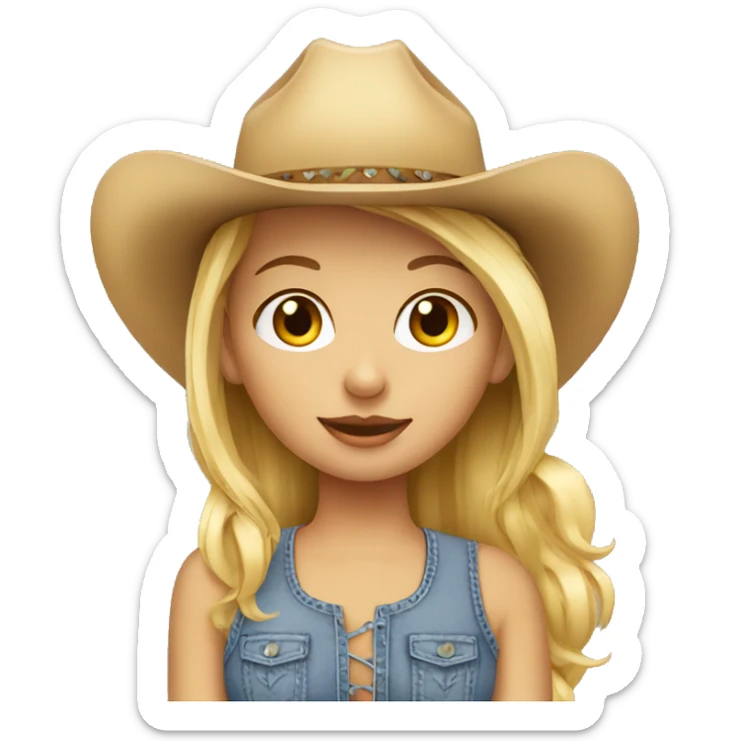 blonde girl wearing a cowgirl hat with a sun dress on. include a hoop nose piercing sticker