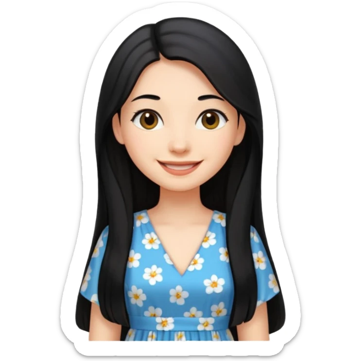 Long black hair girl wearing a maxidress being a girly girl professional  sticker