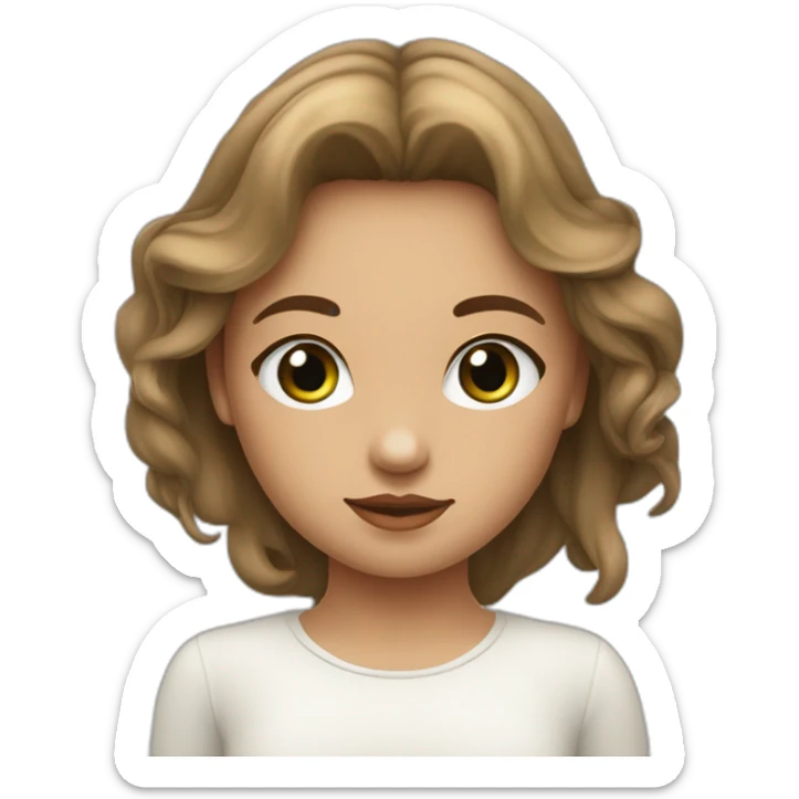 Moi une fille avec les yeux verts la peau blanche les cheveux très longs châtain et ondulé sticker