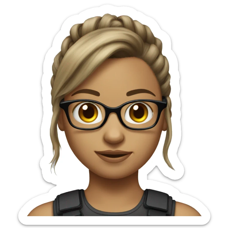 Light skin that brown hair in a pony tail Girl with glasses and Xbox controller  sticker