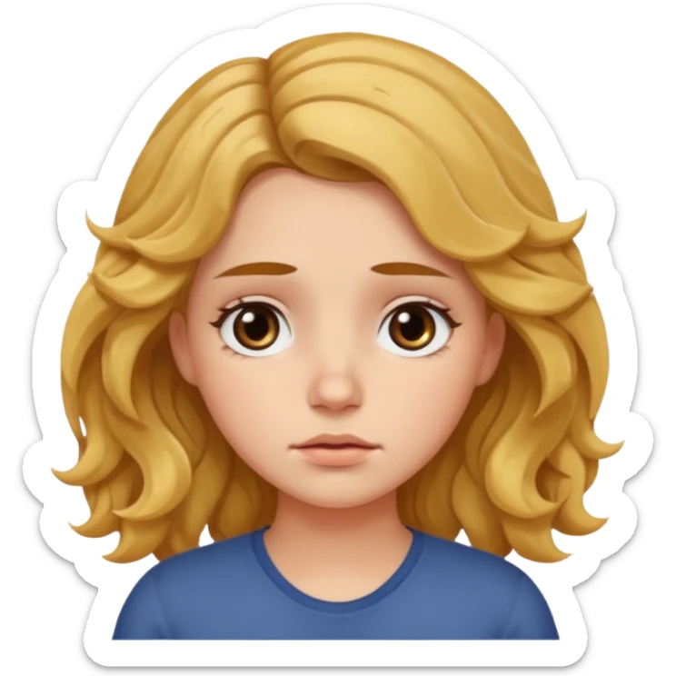 Girl with fair wavy hair made the job done and is tired sticker