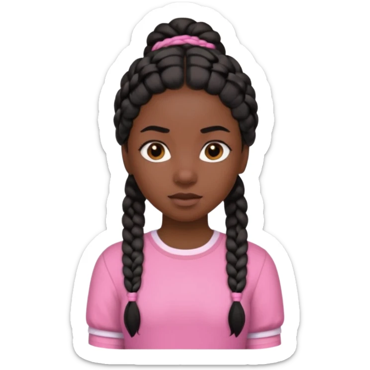 black girl with braided black hair and pink shirt sticker