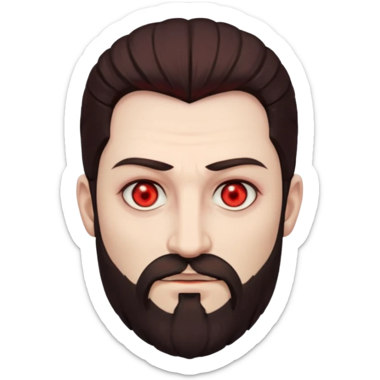 Evil, shadowie Male lord with Red glowing eyes and Long darkBrown Hair and chin beard sticker