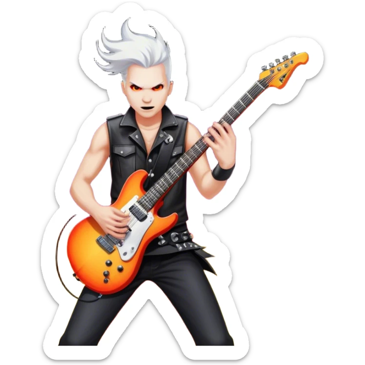 Icon for Metal Music: Manowar performing live, with powerful imagery of the band on stage, electric guitars, drums, and heavy metal energy. The background features a fiery stage and intense lights, reflecting the epic atmosphere of their concert. Transparent background. sticker