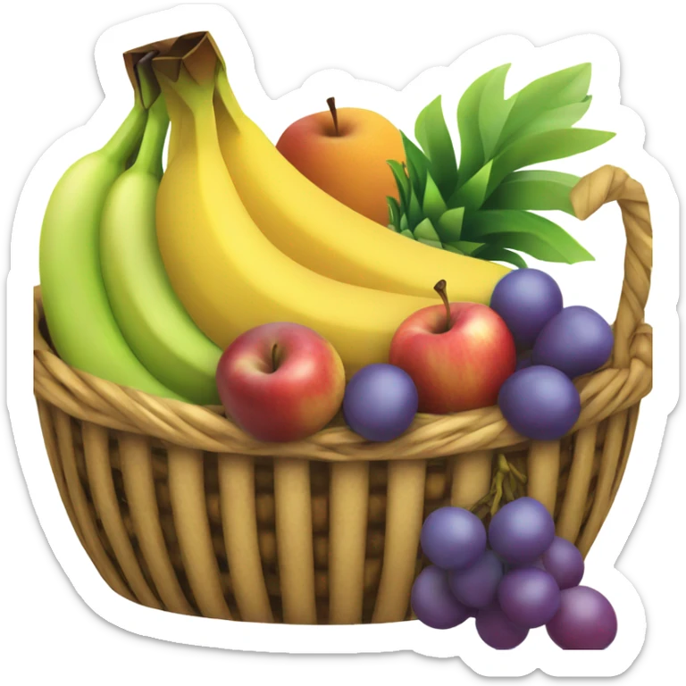Fruit basket banana apple pineapple grape and orange sticker