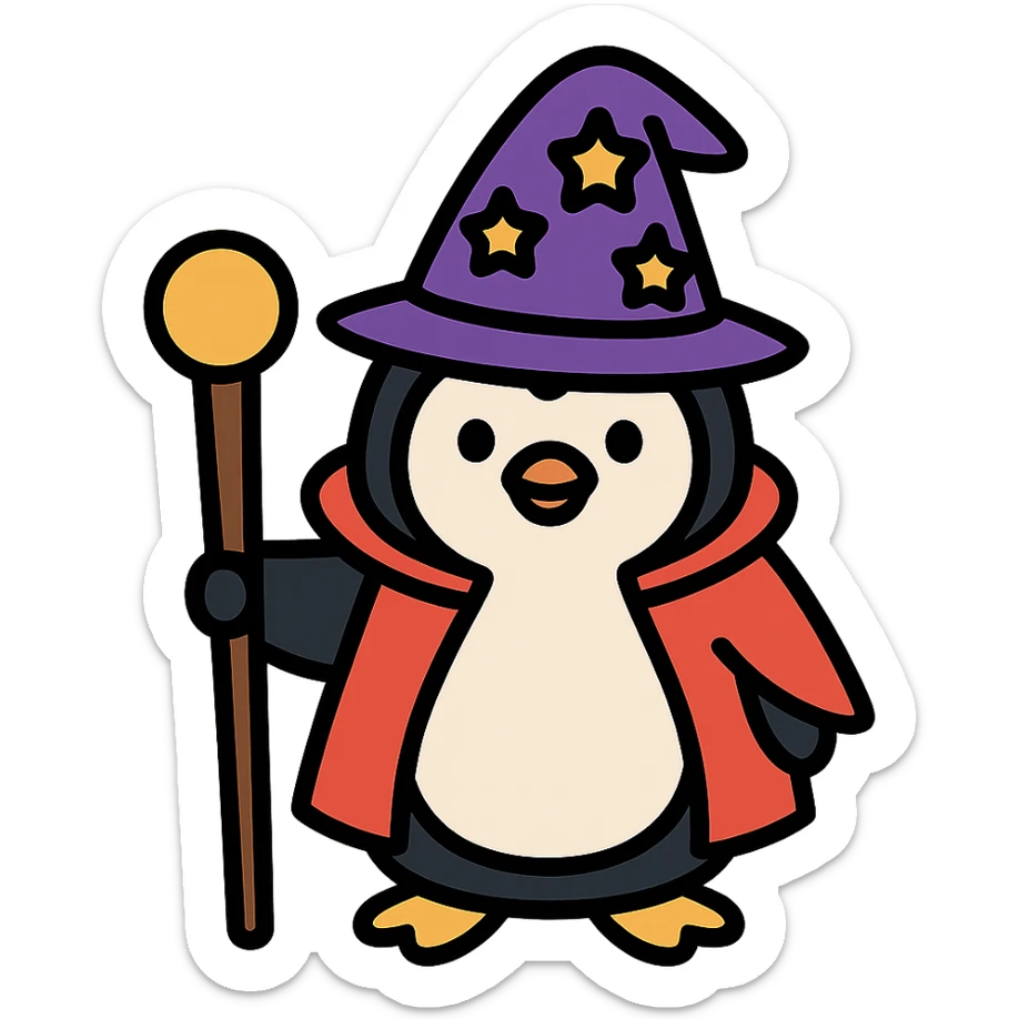 penguin wizard sticker