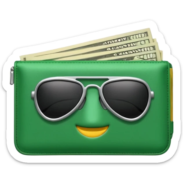 Aviator money emoji, wallet full of cash, casino vibe, premium 3D emoji style, clean, no background
 sticker