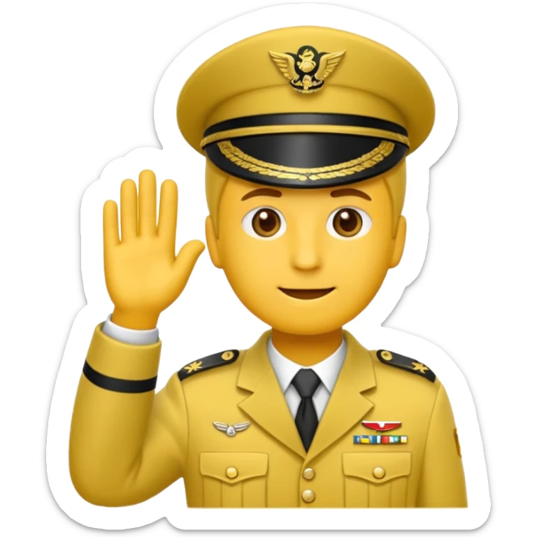 Eine salutierenden Emoji (Hautfarbe: gelb ) in Armee Klamotten männlich; salutierend mit der rechten Hand und auf der Höhe der Stirn sticker