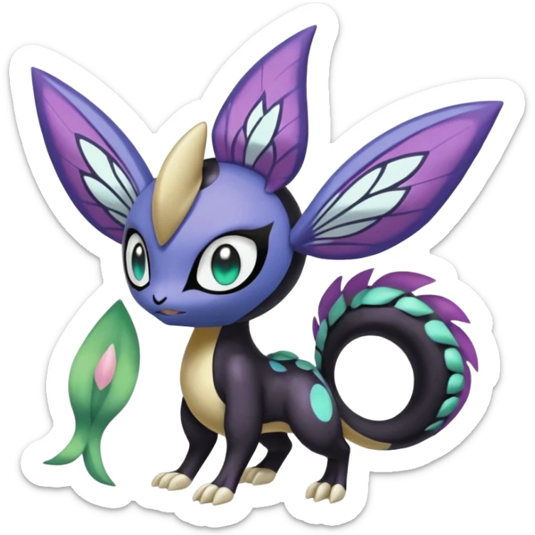 Meloetta-Delcatty-Nargacuga-Noibat-Pokémon-Fakémon-fusion-hybrid-creature sticker