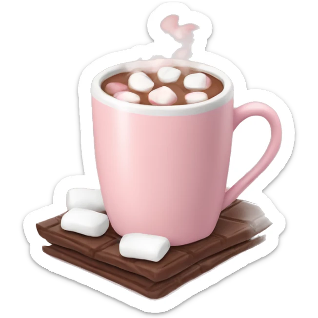 Light Pink mug of hot chocolate with marshmallows  sticker
