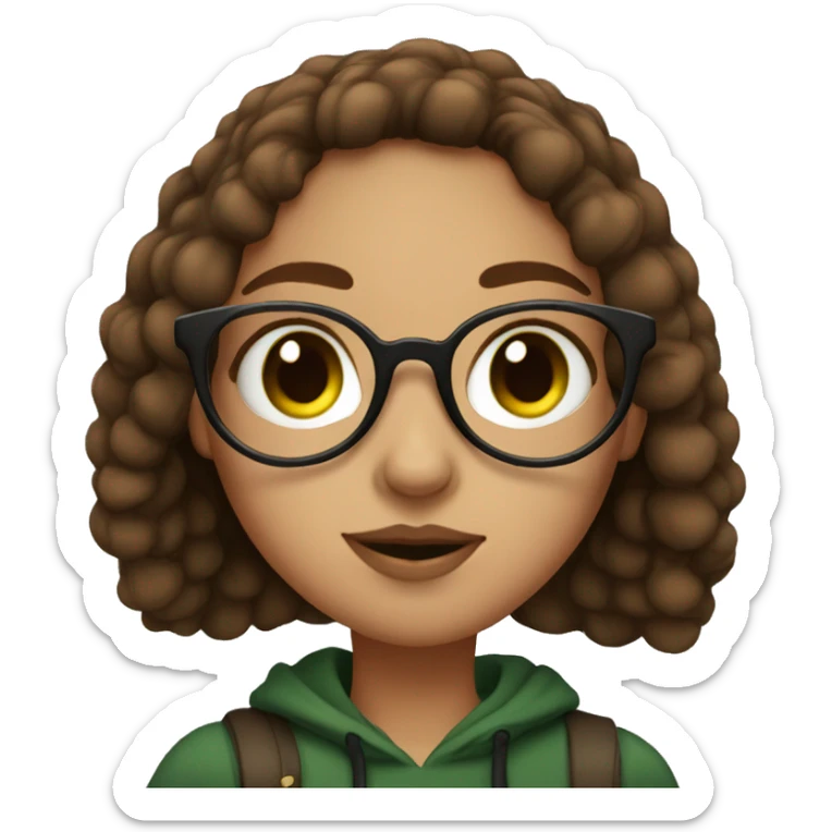 girl with glasses, green eyes, septum piercing and brown hair sticker