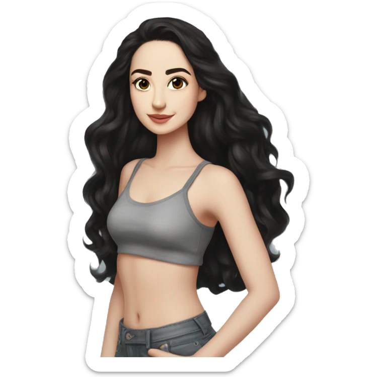 Hania amir, teen, full body, aesthetic, well detailed, black hair sticker