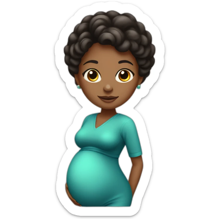 One full body black pregnant lady short blackish brownish 4c hair mid 20’s sticker