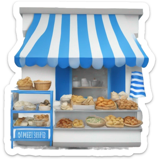 Greek street food shop with blue and white  sticker