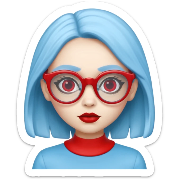 Ghoulia yelps monster high, pale white-blue skin, red glasses sticker
