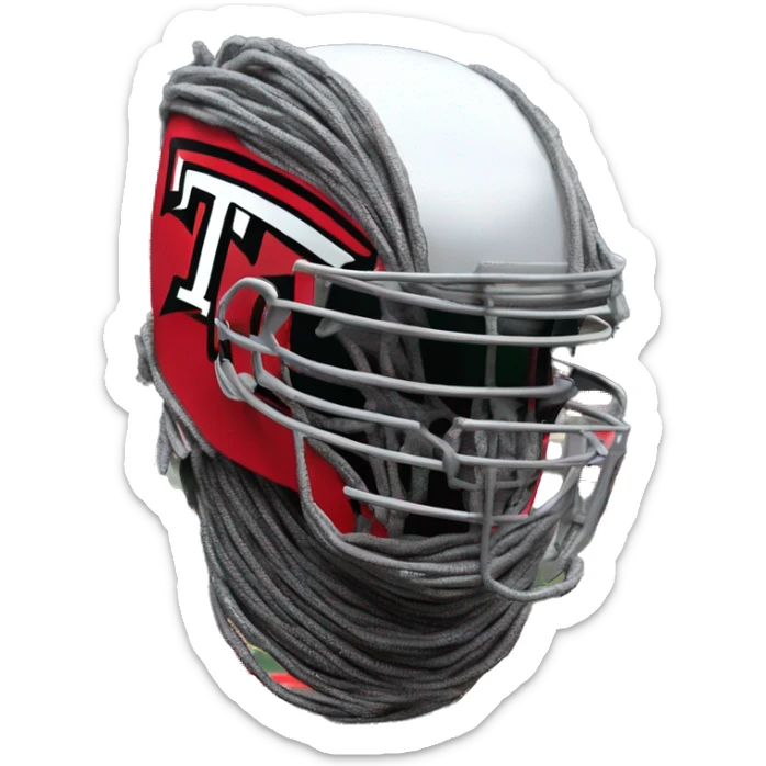 Texas-tech-red-raiders barber wire covered gunmetal tattooed battle helmet Mohawk multi color white silver 3d sticker